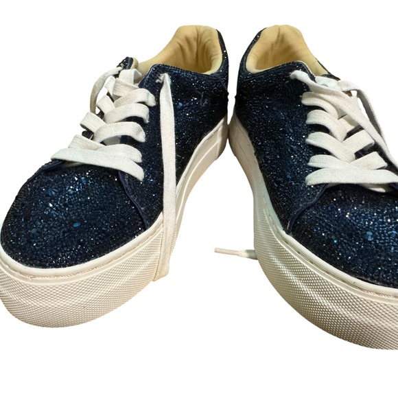 Blue by Betsey Johnson Sidny Rhinestone Embellished  Platform Lace up (7.5) - Picture 2 of 14